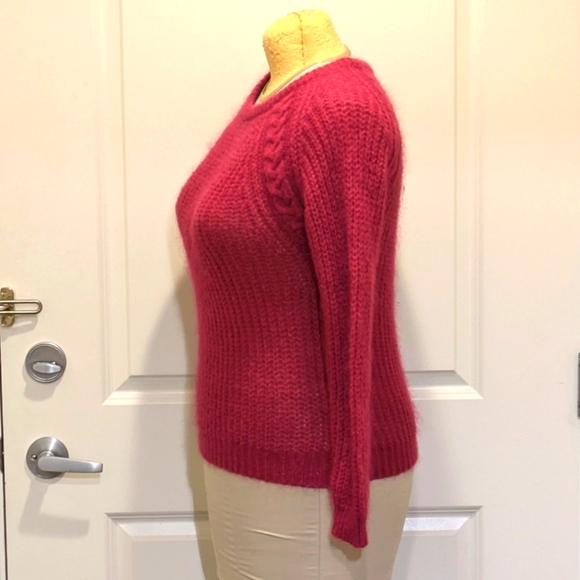 EUC BDG M Bright Pink Mohair Blend Chunky Knit Sweater - Picture 5 of 6